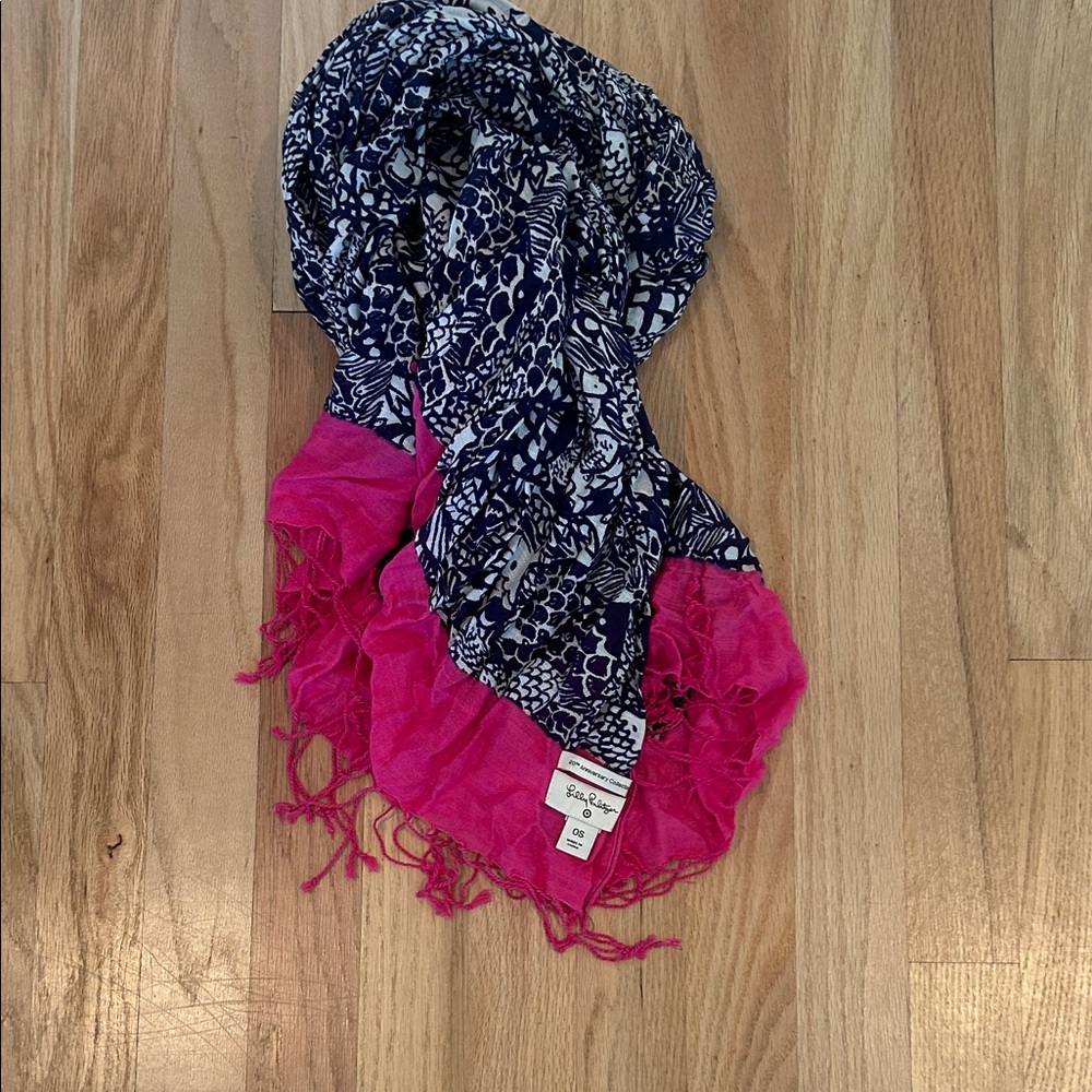 Lilly Pulitzer for Target Navy and Pink Patterned Scarf
